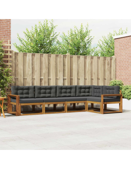 Set di divani da esterno con cuscino 5 pcs Naturale e Antracite