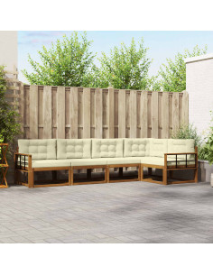 Set di divani da esterno con cuscino 5 pcs Naturale e Crema