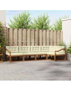 Set di divani da esterno con cuscino 5 pcs Naturale e Crema