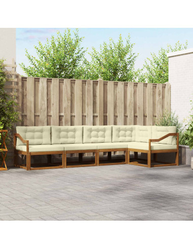 Set di divani da esterno con cuscino 5 pcs Naturale e Crema