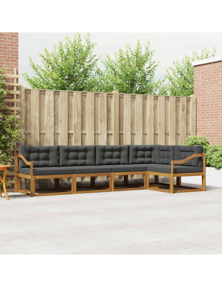 Set di divani da esterno con cuscino 5 pcs Naturale e Antracite