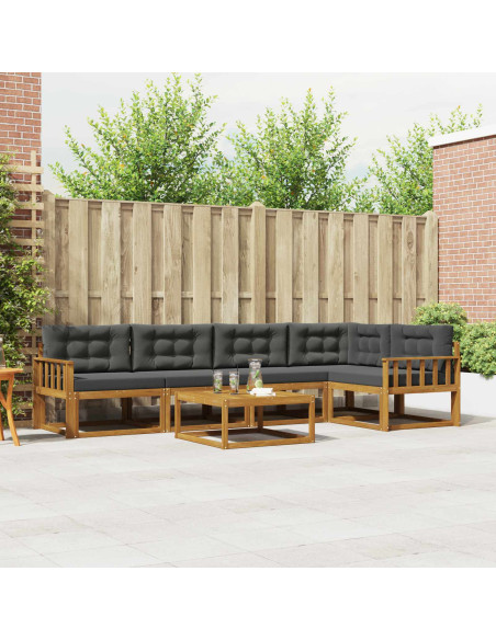Set di divani da esterno con cuscino 6 pcs Naturale e Antracite