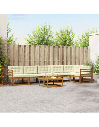 Set di divani da esterno con cuscino 7 pcs Naturale e Crema