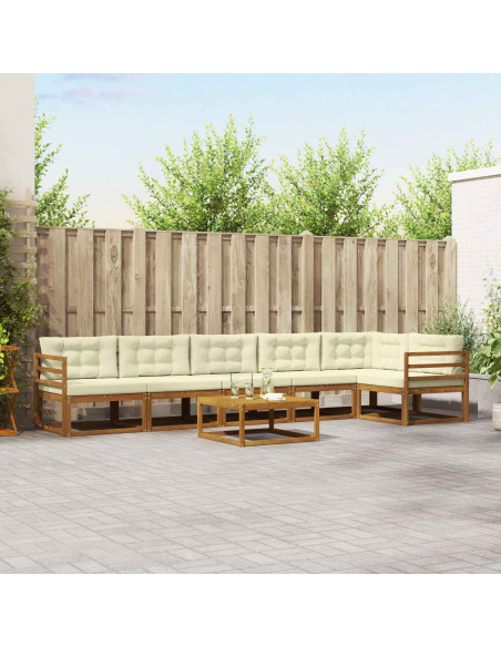 Set di divani da esterno con cuscino 7 pcs Naturale e Crema