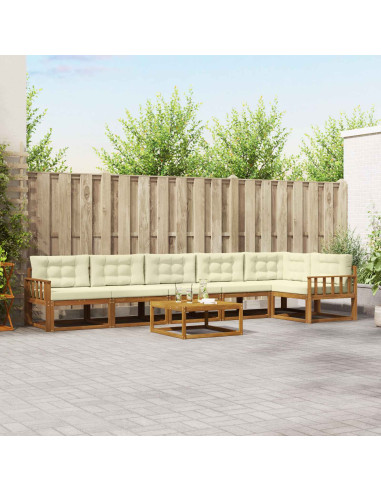 Set di divani da esterno con cuscino 7 pcs Naturale e Crema