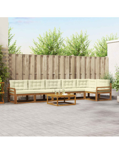 Set di divani da esterno con cuscino 7 pcs Naturale e Crema