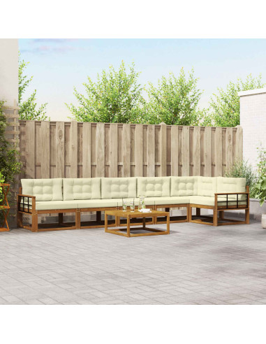 Set di divani da esterno con cuscino 7 pcs Naturale e Crema