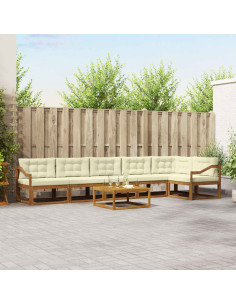 Set di divani da esterno con cuscino 7 pcs Naturale e Crema