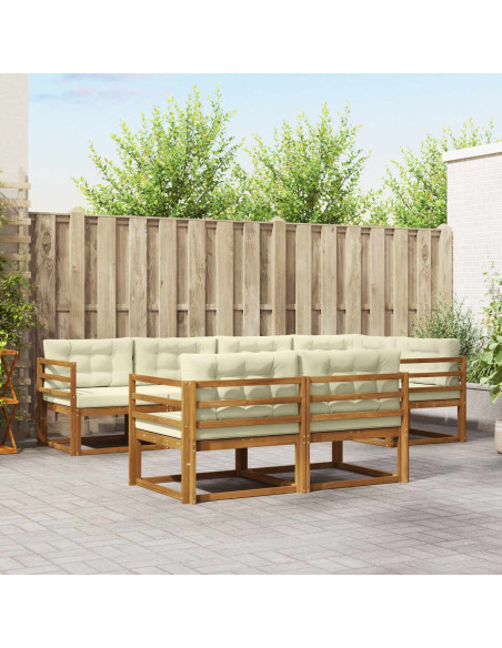 Set di divani da esterno con cuscino 7 pcs Naturale e Crema