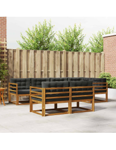 Set di divani da esterno con cuscino 7 pcs Naturale e Antracite