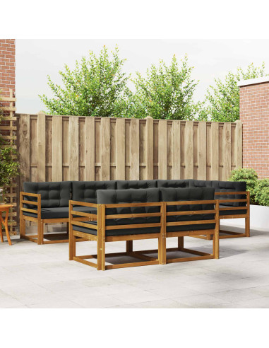 Set di divani da esterno con cuscino 7 pcs Naturale e Antracite