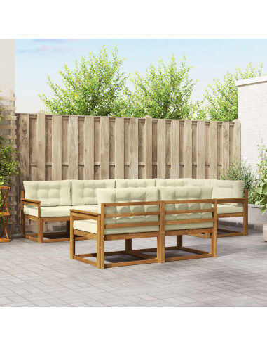 Set di divani da esterno con cuscino 7 pcs Naturale e Crema