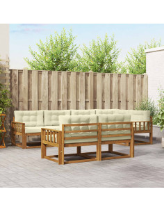 Set di divani da esterno con cuscino 7 pcs Naturale e Crema