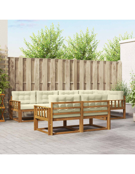 Set di divani da esterno con cuscino 7 pcs Naturale e Crema