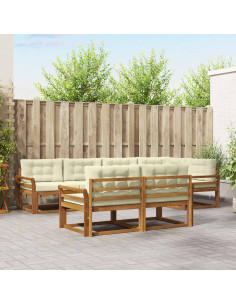 Set di divani da esterno con cuscino 7 pcs Naturale e Crema