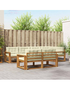Set di divani da esterno con cuscino 7 pcs Naturale e Crema