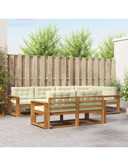 Set di divani da esterno con cuscino 7 pcs Naturale e Crema