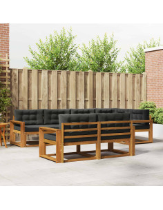 Set di divani da esterno con cuscino 7 pcs Naturale e Antracite