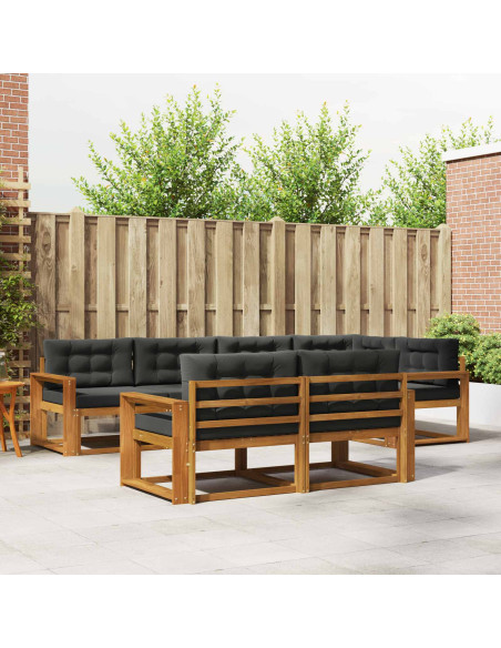 Set di divani da esterno con cuscino 7 pcs Naturale e Antracite