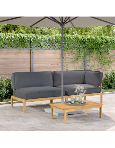 Set di divani 3 pcs Antracite Legno di Acacia Massello