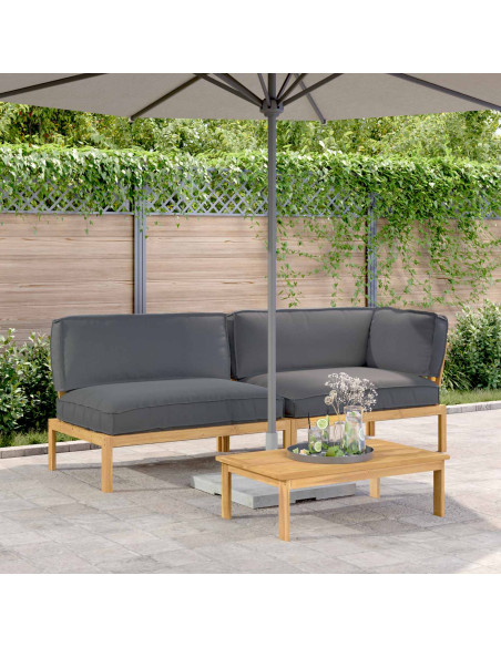 Set di divani 3 pcs Antracite Legno di Acacia Massello