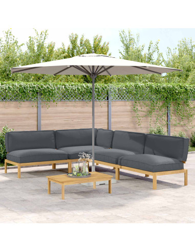 Set di divani 5 pcs Antracite Legno di Acacia Massello