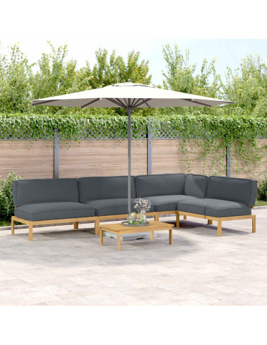 Set di divani 5 pcs Antracite Legno di Acacia Massello