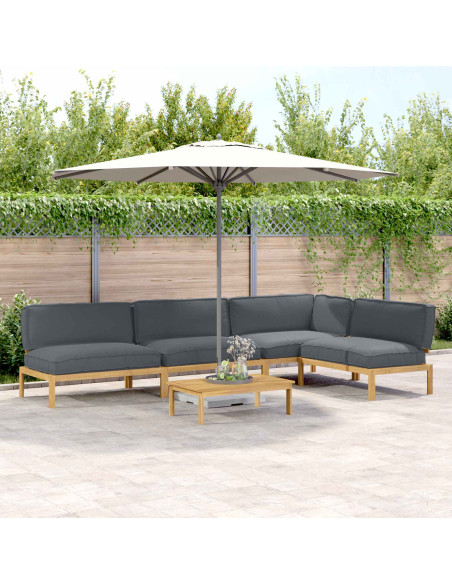 Set di divani 5 pcs Antracite Legno di Acacia Massello