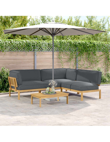 Set di divani 4 pcs Antracite Legno di Acacia Massello