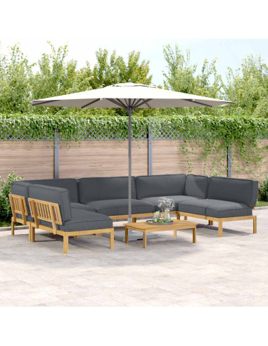 Set di divani 6 pcs Antracite Legno di Acacia Massello