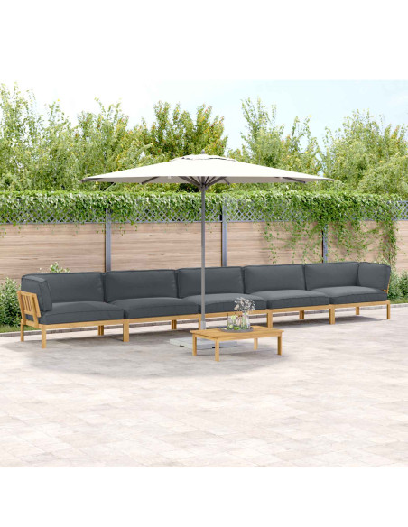 Set di divani 6 pcs Antracite Legno di Acacia Massello