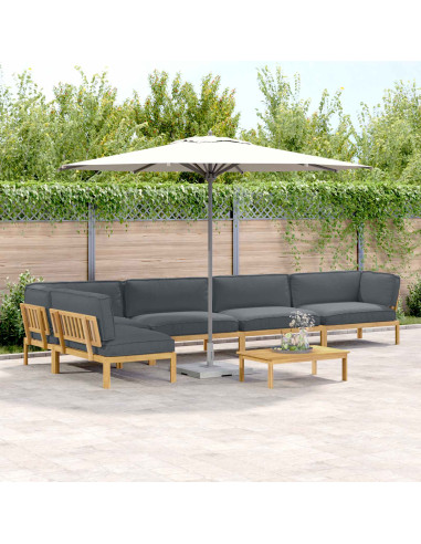 Set di divani 6 pcs Antracite Legno di Acacia Massello