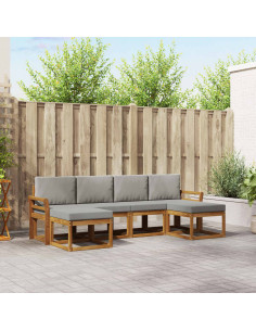 Set di divani da esterno 6 pcs Grigio Naturale e Chiaro