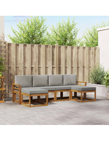 Set di divani da esterno 6 pcs Grigio Naturale e Chiaro