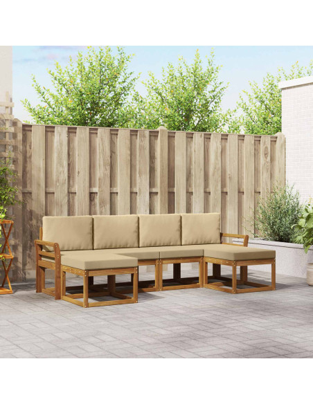 Set di divani da esterno con cuscino 6 pcs Naturale e Beige