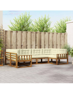 Set di divani da esterno con cuscino 6 pcs Naturale e Crema