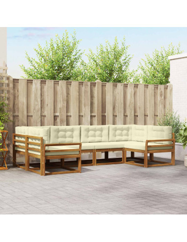 Set di divani da esterno con cuscino 6 pcs Naturale e Crema