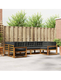 Set di divani da esterno con cuscino 6 pcs Naturale e Antracite