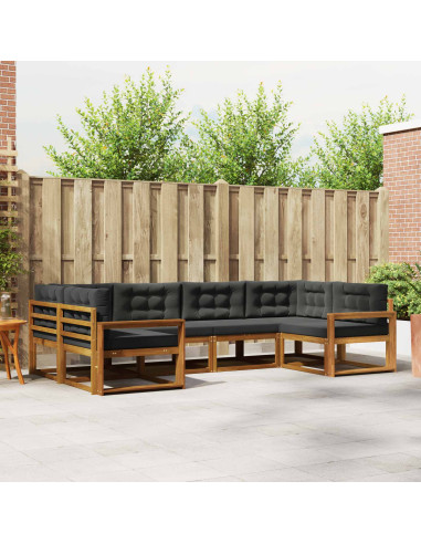 Set di divani da esterno con cuscino 6 pcs Naturale e Antracite