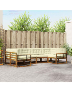 Set di divani da esterno con cuscino 6 pcs Naturale e Crema
