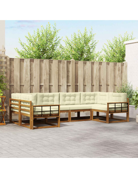 Set di divani da esterno con cuscino 6 pcs Naturale e Crema