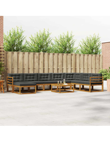 Set di divani da esterno con cuscino 9 pcs Naturale e Antracite