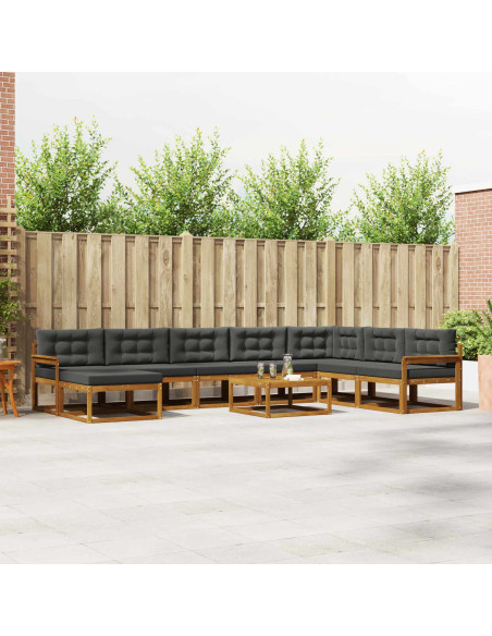 Set di divani da esterno con cuscino 9 pcs Naturale e Antracite