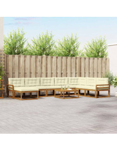 Set di divani da esterno con cuscino 9 pcs Naturale e Crema