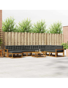 Set di divani da esterno con cuscino 9 pcs Naturale e Antracite