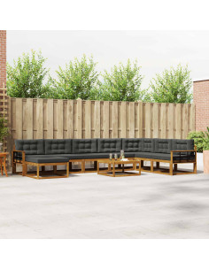 Set di divani da esterno con cuscino 9 pcs Naturale e Antracite