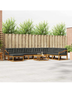 Set di divani da esterno con cuscino 9 pcs Naturale e Antracite