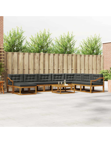 Set di divani da esterno con cuscino 9 pcs Naturale e Antracite