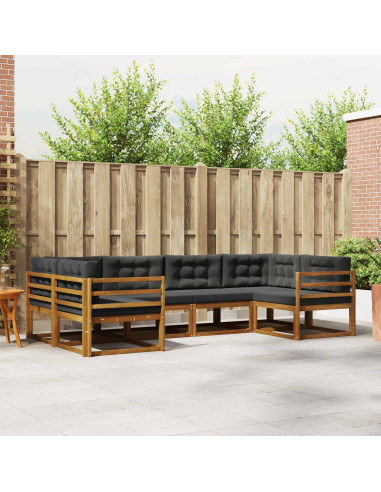 Set di divani da esterno con cuscino 6 pcs Naturale e Antracite