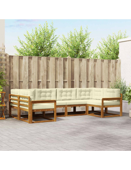 Set di divani da esterno con cuscino 6 pcs Naturale e Crema